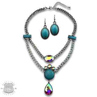Rhinestone charmed necklace set - LC