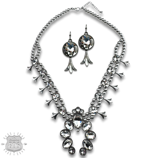Rhinestone squash blossom necklace set - LC