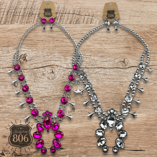 Rhinestone squash blossom necklace set - LC