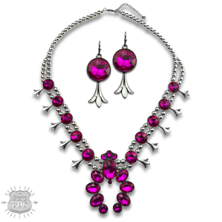 Rhinestone squash blossom necklace set - LC