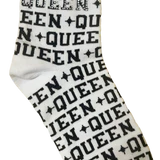 Queen Of Sparkles-White & Black Queen Socks
