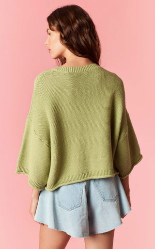 Sage Curly Hem Cardigan - Boutique Bella BellaSweater