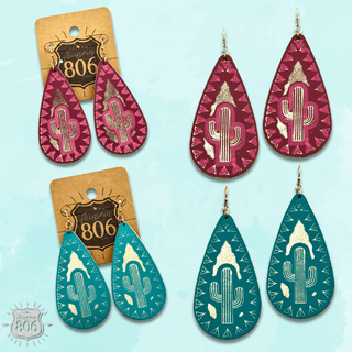 Saguaro cactus teardrop earring - LC - Boutique Bella BellaEarrings