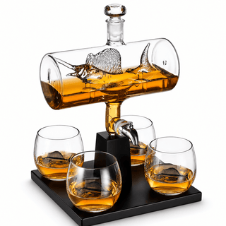 Sailfish Whiskey Decanter Dispenser Premium Barware Gift Elegant Drinkware Collection - Boutique Bella BellaDecanter Sets
