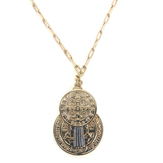 Saint II - St. Benedict Coin Necklace - Boutique Bella BellaNecklace