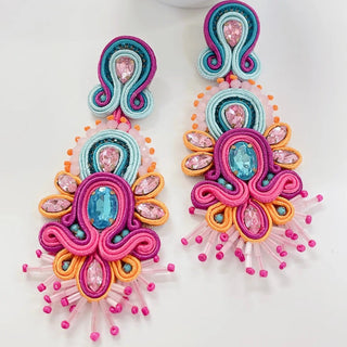 Sammy Beaded Pink - Boutique Bella BellaEarrings