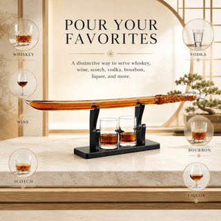 Samurai Sword Large Whiskey Wine Decanter 13 5OZ Liquor With 2 Ninja Star 10OZ Glasses Scotch Bourbo - Boutique Bella Bella