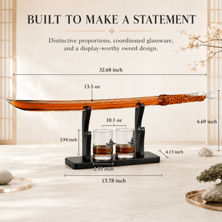 Samurai Sword Large Whiskey Wine Decanter 13 5OZ Liquor With 2 Ninja Star 10OZ Glasses Scotch Bourbo - Boutique Bella Bella