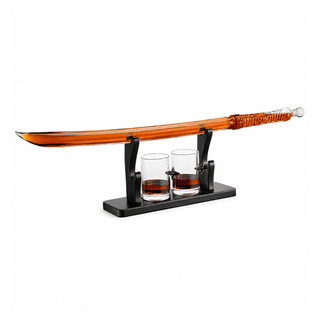 Samurai Sword Large Whiskey Wine Decanter 13 5OZ Liquor With 2 Ninja Star 10OZ Glasses Scotch Bourbo - Boutique Bella Bella