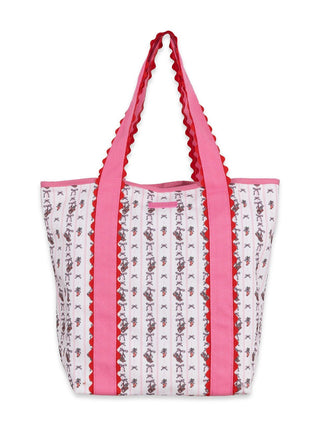 Santa’s All Tied Up Scalloped Tote - Boutique Bella BellaChristmas Tote