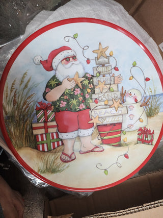 Santa's Beach Dinner Plate 11in - Boutique Bella Bellaplate