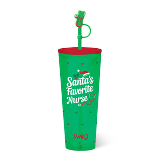 Santa's Favorite Nurse Plastic Tumbler 24oz - Boutique Bella Bellatumbler