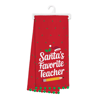 Santa's Favorite Teacher Tea Towel - Boutique Bella BellaTea Towel