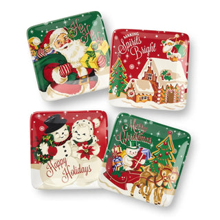 Santa's Retro Christmas Canape Plate 6in - Boutique Bella BellaPlate