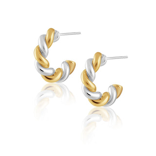 Sara Two Tone Twist Hoop - Boutique Bella BellaEarrings