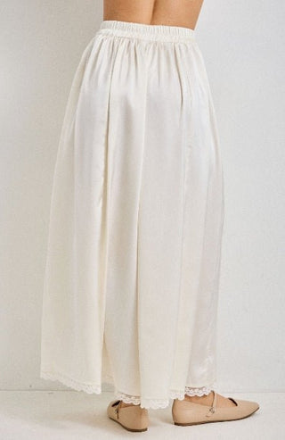 Satin Flow Pant with Lace Accent - Boutique Bella BellaPants
