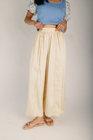 Satin Flow Pant with Lace Accent - Boutique Bella BellaPants
