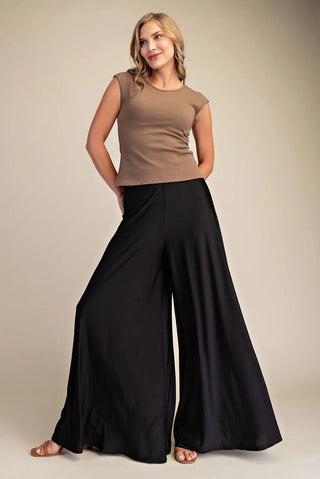 Satin Whisper Pants - Black - Boutique Bella Bellabottoms