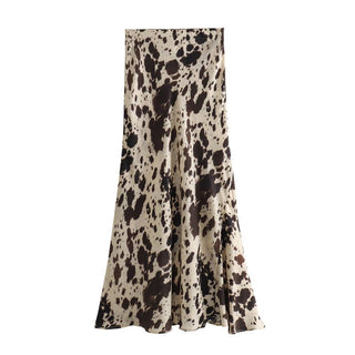 Satin Wild Western Animal Cow Print Skirt - Boutique Bella BellaSkirt