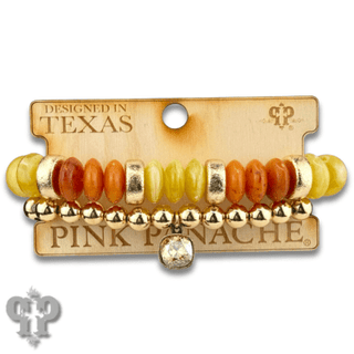 Saucer and round bead bracelet set with Austrian crystal charm - Boutique Bella BellaBracelets