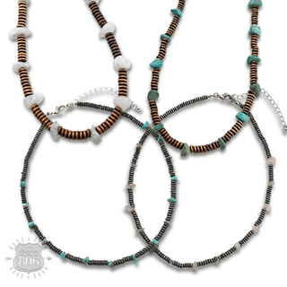 Saucer bead and stone necklace - LC - Boutique Bella BellaNecklaces