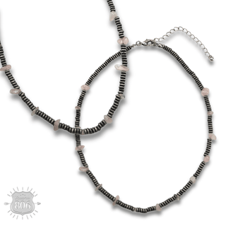 Saucer bead and stone necklace - LC - Boutique Bella BellaNecklaces