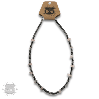 Saucer bead and stone necklace - LC - Boutique Bella BellaNecklaces