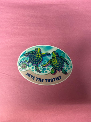 Save The Turtles Oval Decal Sticker - Boutique Bella Bellasticker