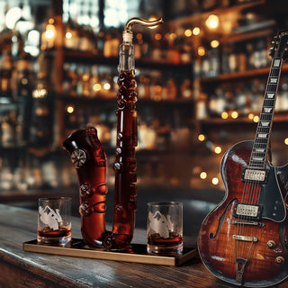 Saxophone Whiskey Wine Decanter 34 Oz Decanter Set With Two 10 Oz Whisky Glasses Bourbon Scotch Liqu - Boutique Bella Bella