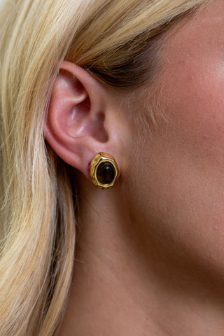 Saylor Tiger Eye Studs - Boutique Bella BellaEarrings