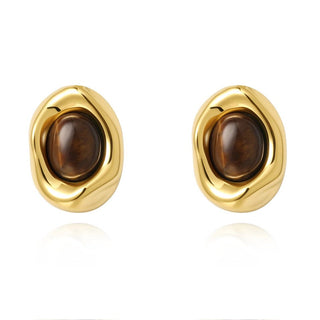 Saylor Tiger Eye Studs - Boutique Bella BellaEarrings