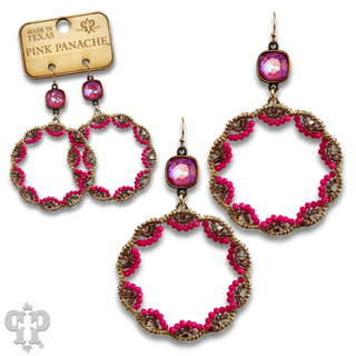 Scalloped bead circle earring with Austrian crystal - Boutique Bella BellaEarrings