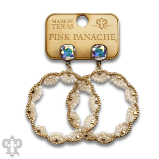 Scalloped bead circle earring with Austrian crystal - Boutique Bella BellaEarrings