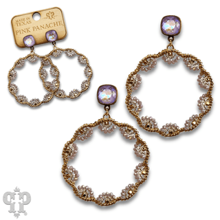 Scalloped bead circle earring with Austrian crystal - Boutique Bella BellaEarrings
