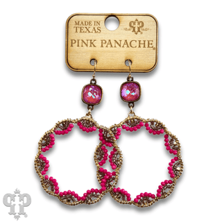 Scalloped bead circle earring with Austrian crystal - Boutique Bella BellaEarrings