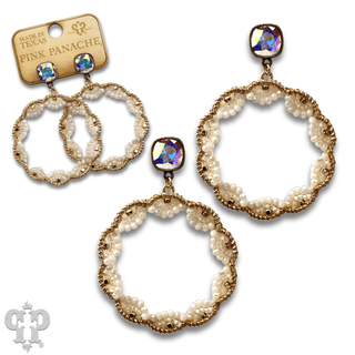 Scalloped bead circle earring with Austrian crystal - Boutique Bella BellaEarrings