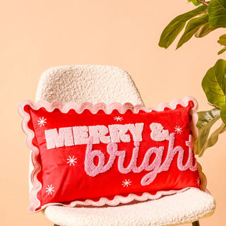 Scalloped Rectangle Throw Pillow-Merry & Bright - Boutique Bella BellaChristmas Pillow