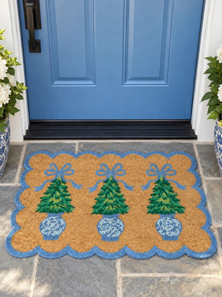 Scalloped Winter Pines Door Mat - Boutique Bella Belladoor mat