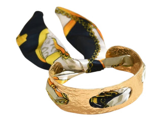 Scarf Cuff Bracelet - Black Gold Chain - Boutique Bella BellaBracelets