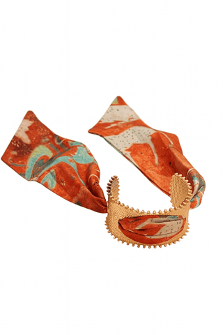Scarf Cuff Bracelet - Large - Orange and Blue - Boutique Bella BellaBracelets