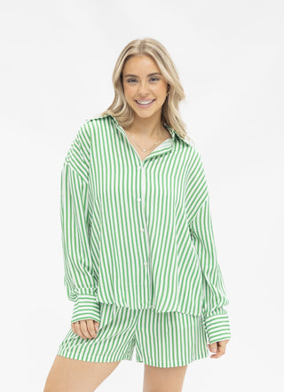Sea Glass Stripe Blouse - Boutique Bella BellaBlouse