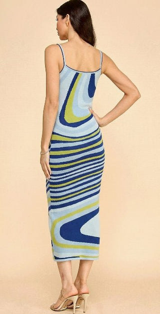 Sea Glass Swirl Knit Midi Dress - Boutique Bella BellaDress