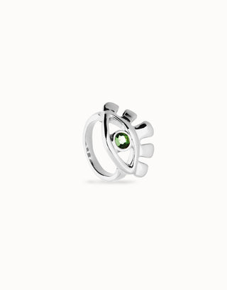 Sea Intuitiva - Eye - shaped ring with faceted green crystal - Boutique Bella BellaRing