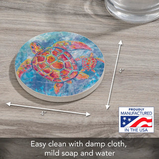 Sea Turtle Swim Single Sandstone Coaster - Boutique Bella BellaCoasters