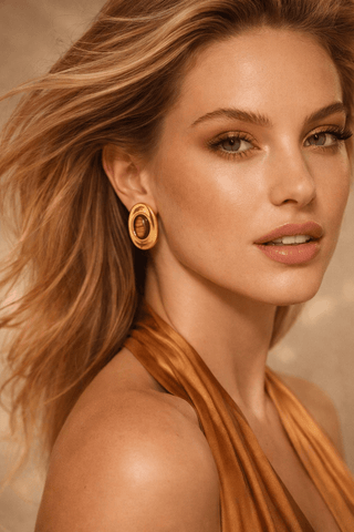 Sedona Tiger Eye Oval Studs - Boutique Bella BellaEarring