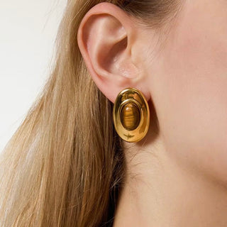 Sedona Tiger Eye Oval Studs - Boutique Bella BellaEarring