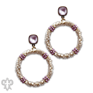 Seed and tube bead circle earring with crystals from Swarovski® - Boutique Bella BellaEarrings