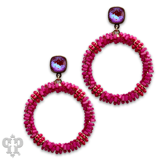 Seed and tube bead circle earring with crystals from Swarovski® - Boutique Bella BellaEarrings
