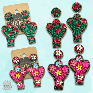 Seed bead cactus earring - LC - Boutique Bella BellaEarrings