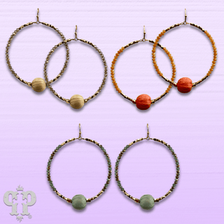 Seed bead circle earring with raffia bead and Austrian crystal - last call - Boutique Bella BellaEarrings